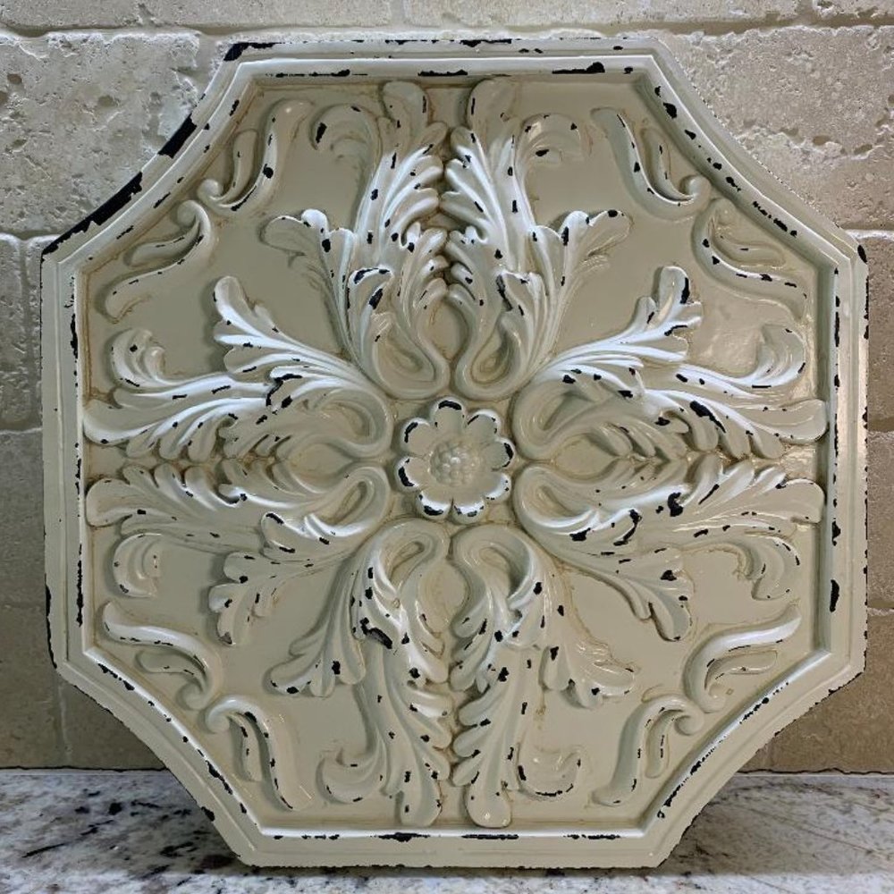 French Shabby Chic Distressed Painted Wall Plaque